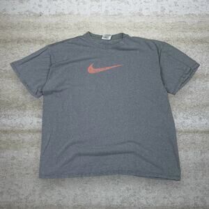 Vintage 90s Nike Shirt Mens XL Grey Cotton Short Sleeve Orange